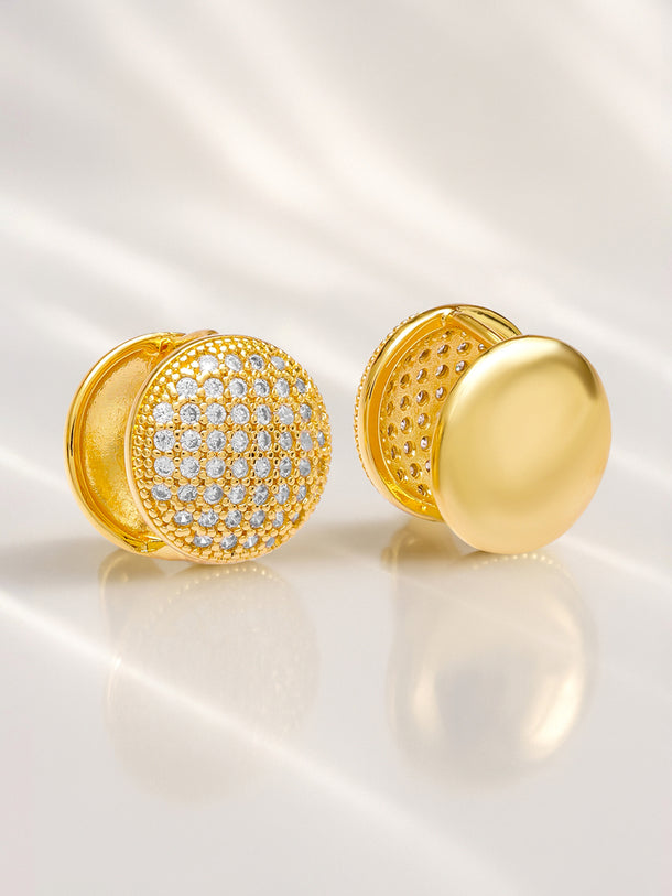 Gold Pave Studded Clip On Studs