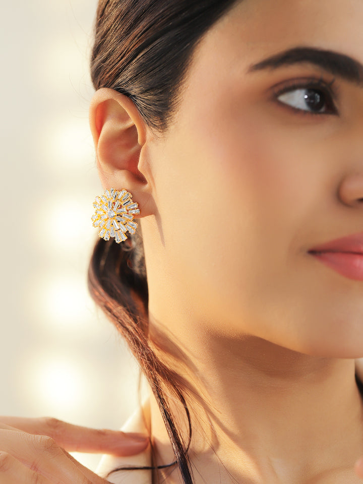 White & Gold Stud Earrings