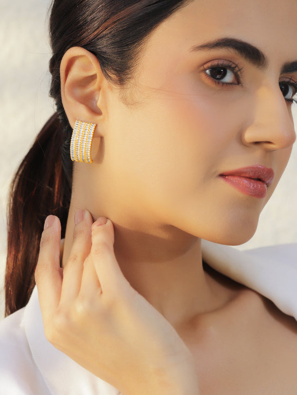 Crystal Gold Toned Stud Earrings
