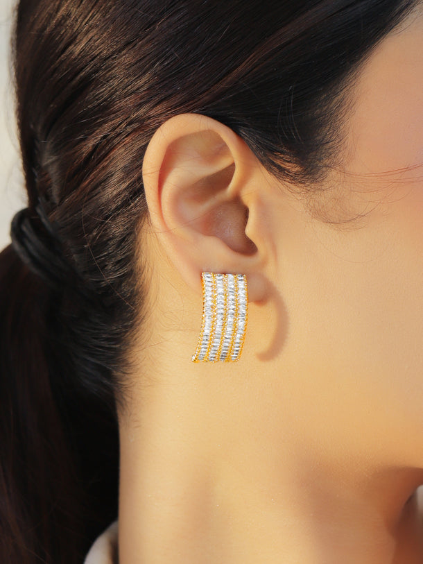 Crystal Gold Toned Stud Earrings