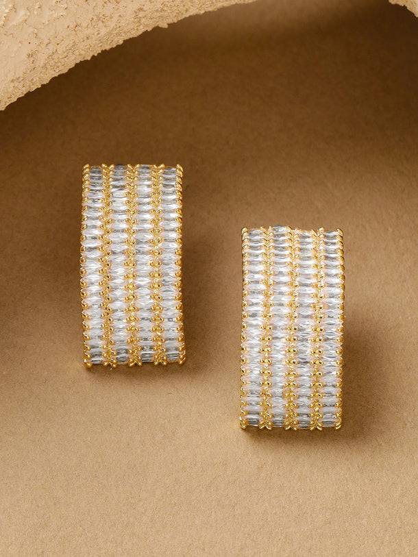 Crystal Gold Toned Stud Earrings