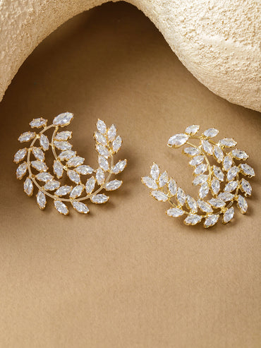 Round Leaf Stud Earrings