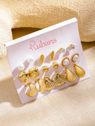 Set of 9 Everyday Gold Studs