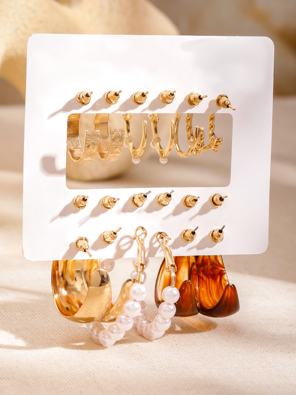 Pack of 9 Hoops and Stud Earrings