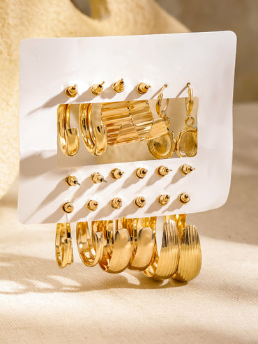 Pack of 9 Stud & Hoop Earrings