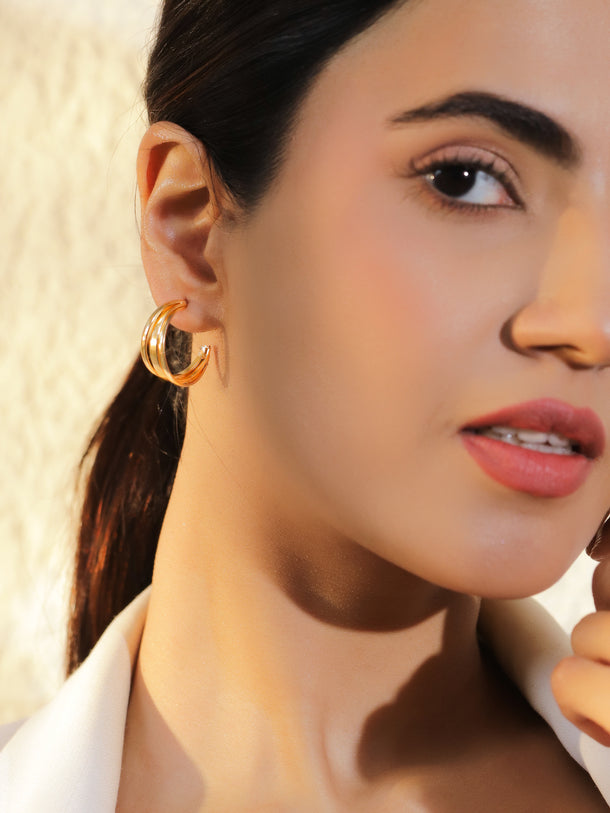 Gold Toned Hoop Earrings Pack of 9