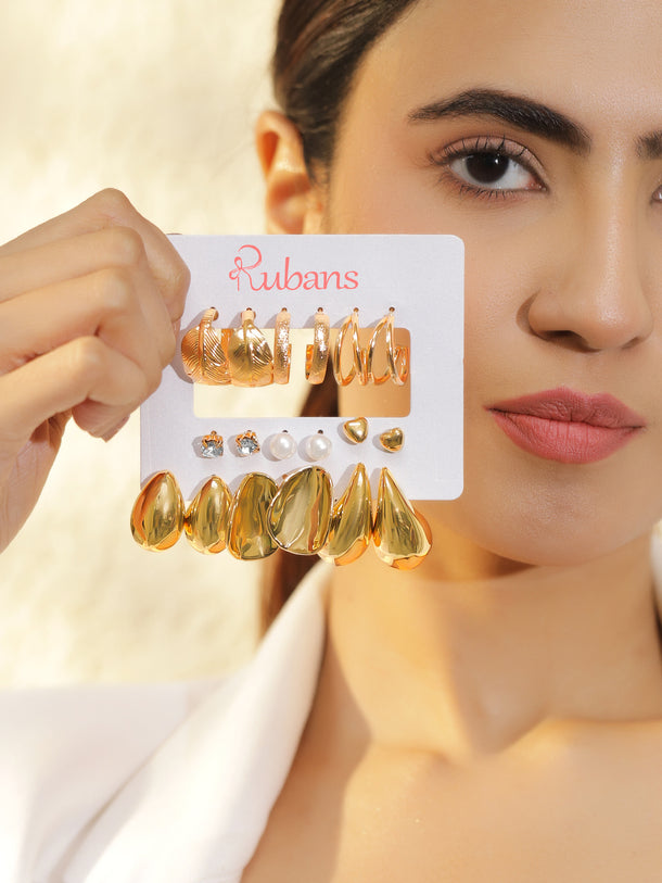 Pack of 9 Stud & Hoop Earrings