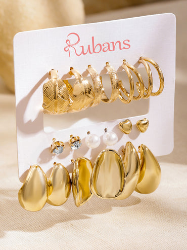 Pack of 9 Stud & Hoop Earrings