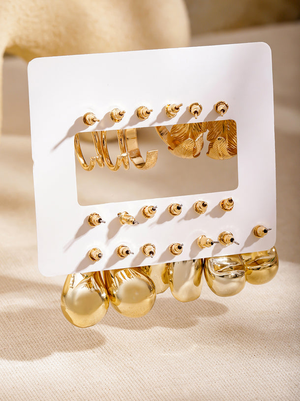 Pack of 9 Stud & Hoop Earrings