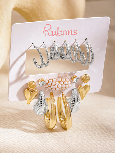 Pack of 9 Stud & Hoop Earrings
