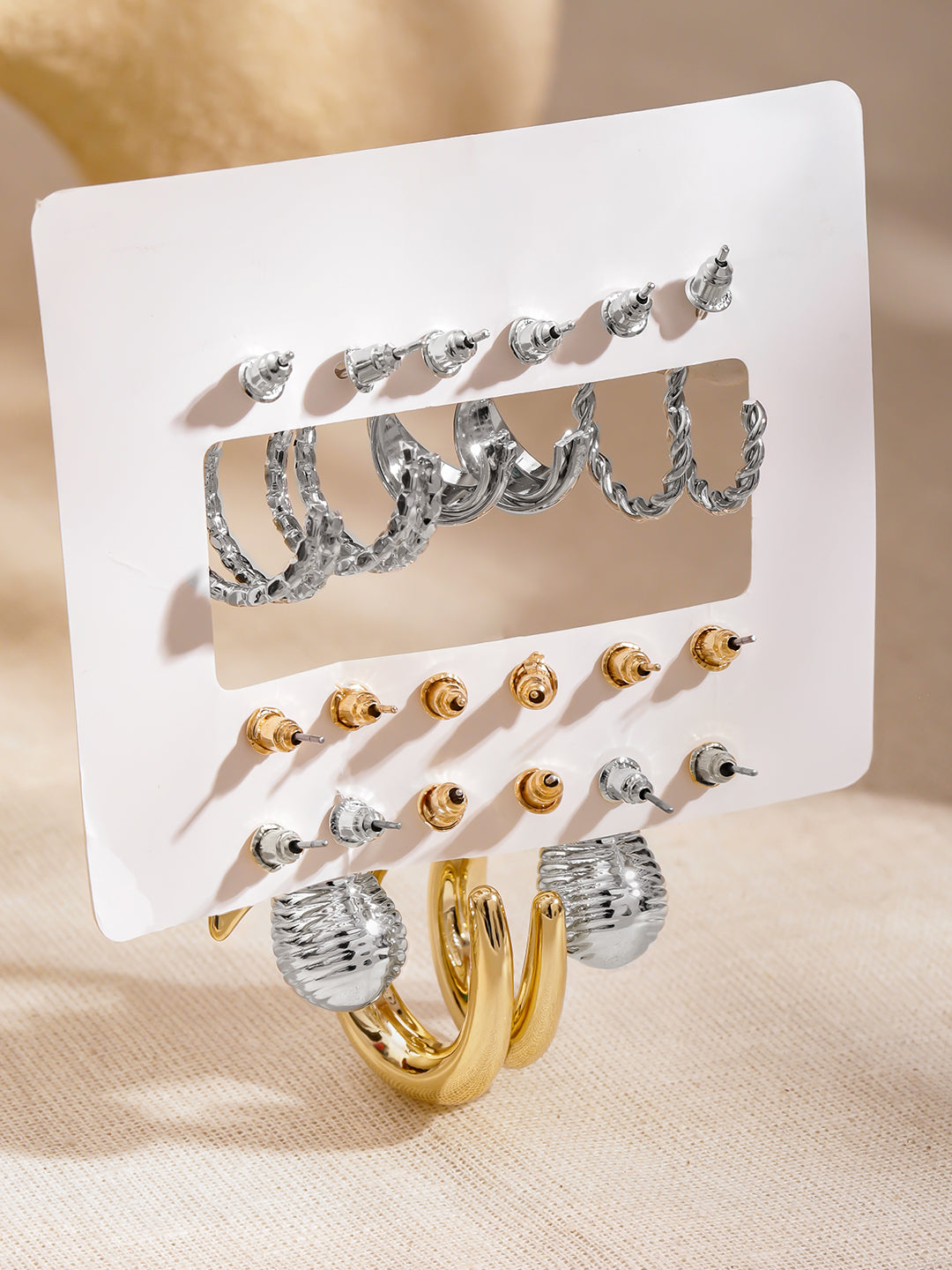 Rubans Set Of 9 18K Gold Plated Circular Half Hoop Earrings