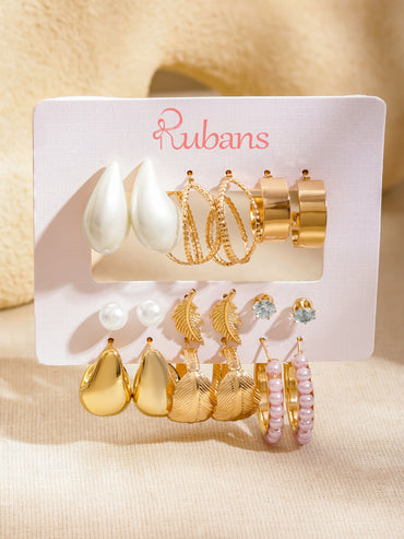 Pack of 9 Hoop & Stud Earrings