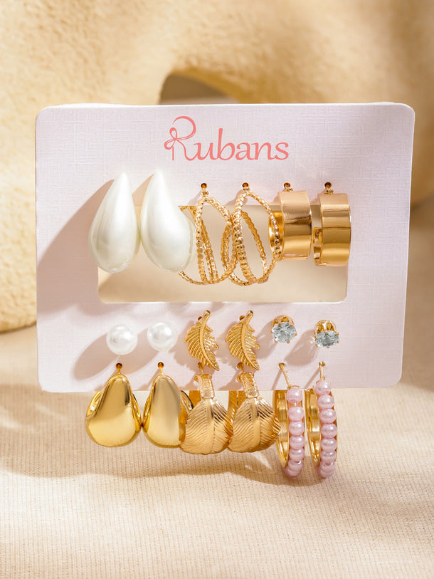 Pack of 9 Hoop & Stud Earrings