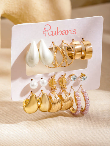 Pack of 9 Hoop & Stud Earrings