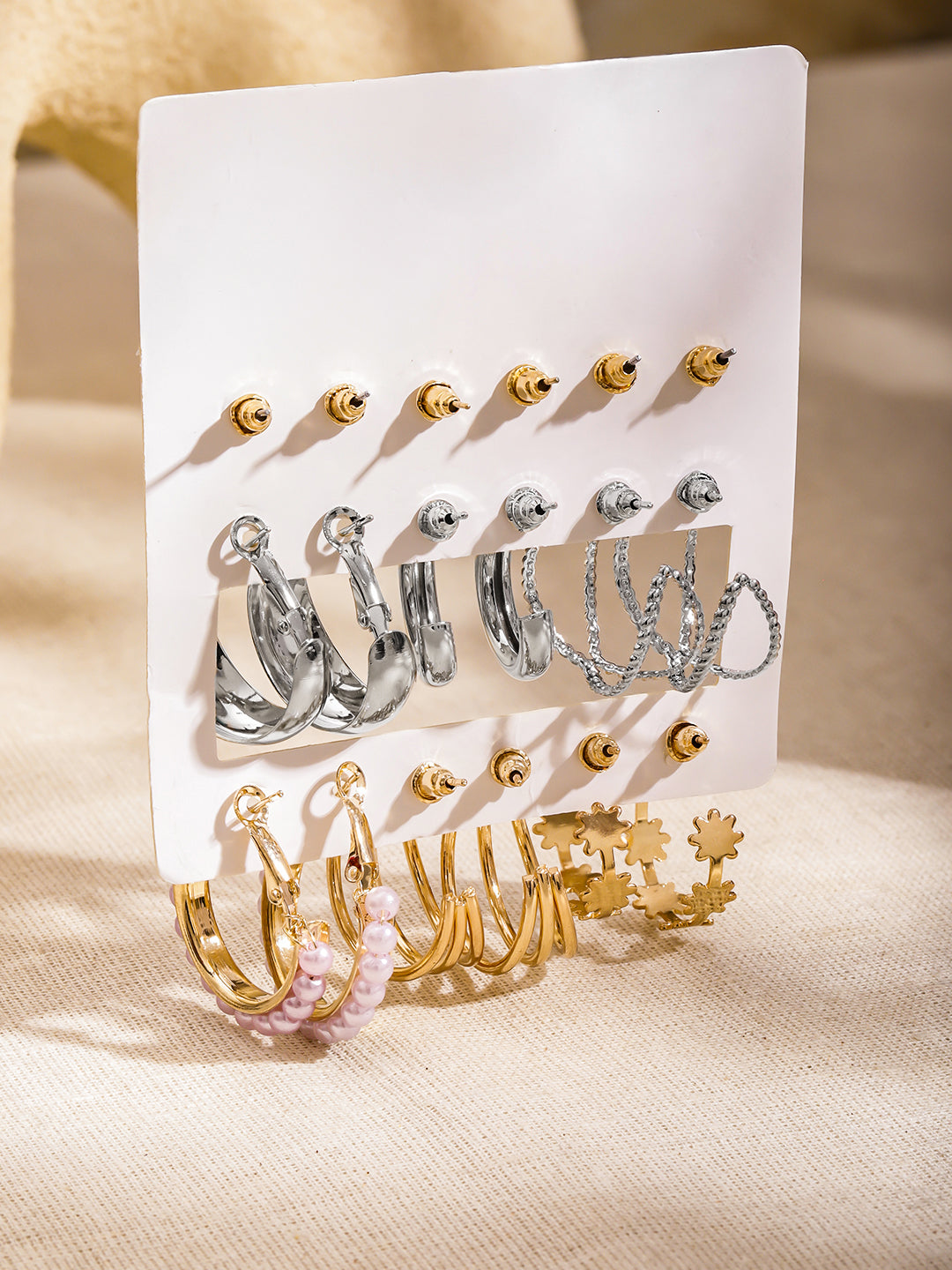 Rubans Set Of 9 18K Gold Plated Layered Circular Half Hoop Earrings