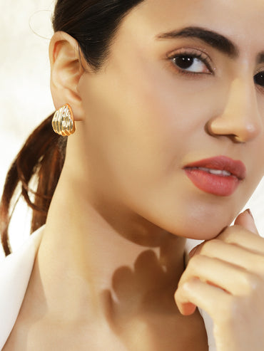 Rubans Set of 3 18K Gold & Rhodium-Plated Textured Tear-Drop & Crystal Stud Earrings