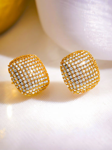 Golden Crystal Canvas Stud Earrings