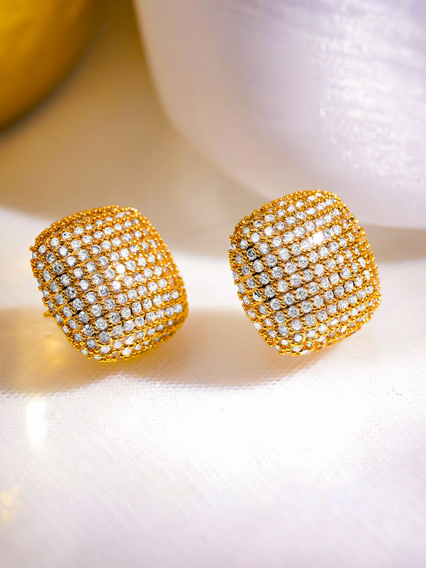 Golden Crystal Canvas Stud Earrings