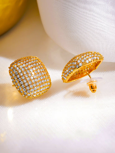 Golden Crystal Canvas Stud Earrings