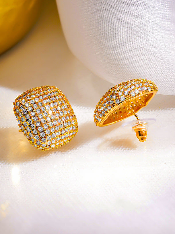 Golden Crystal Canvas Stud Earrings