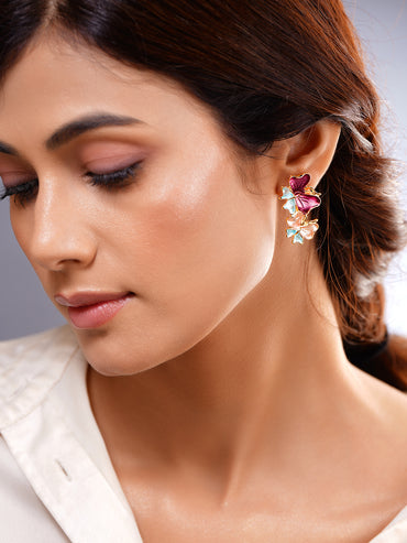 Multicolor Enamel Butterfly Stud Earrings