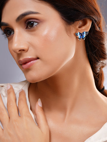 Midnight Blue Enamel Butterfly Studs