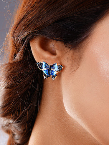 Midnight Blue Enamel Butterfly Studs