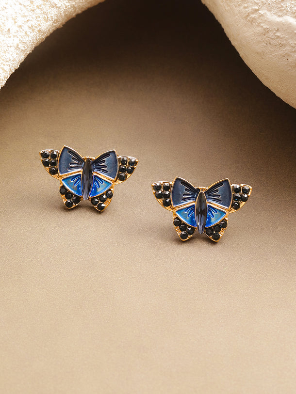 Midnight Blue Enamel Butterfly Studs