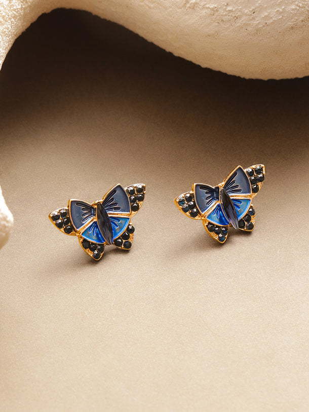 Midnight Blue Enamel Butterfly Studs