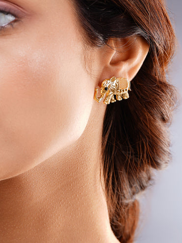 Classic Elephant Gold Stud Earrings