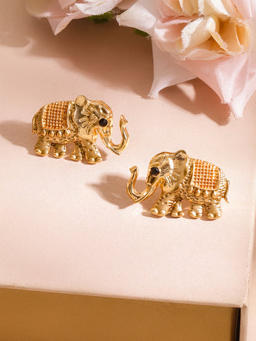 Classic Elephant Gold Stud Earrings