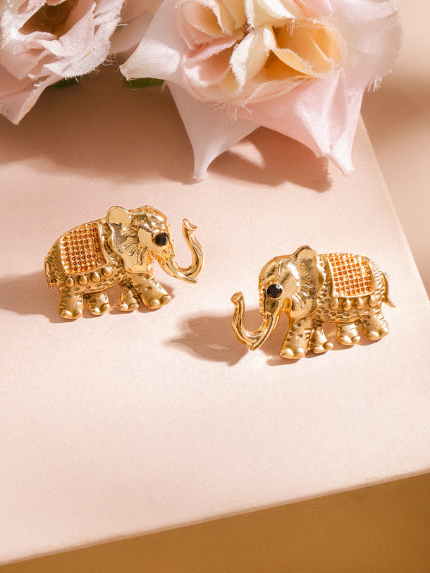 Classic Elephant Gold Stud Earrings