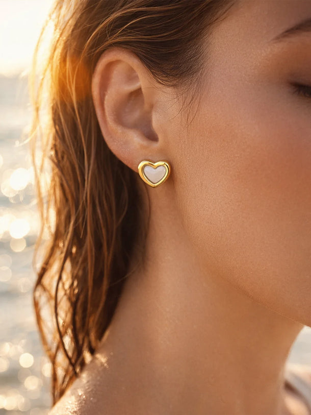 Demi Fine 18K Gold Plated Heart Stud Earrings | Anti Tarnish
