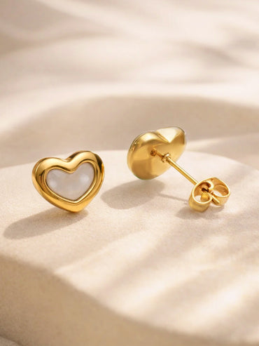 Demi Fine 18K Gold Plated Heart Stud Earrings | Anti Tarnish