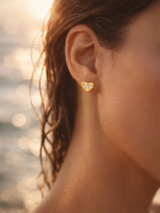 Demi Fine 18K Gold Plated Mini Heart Stud Earrings | Anti Tarnish