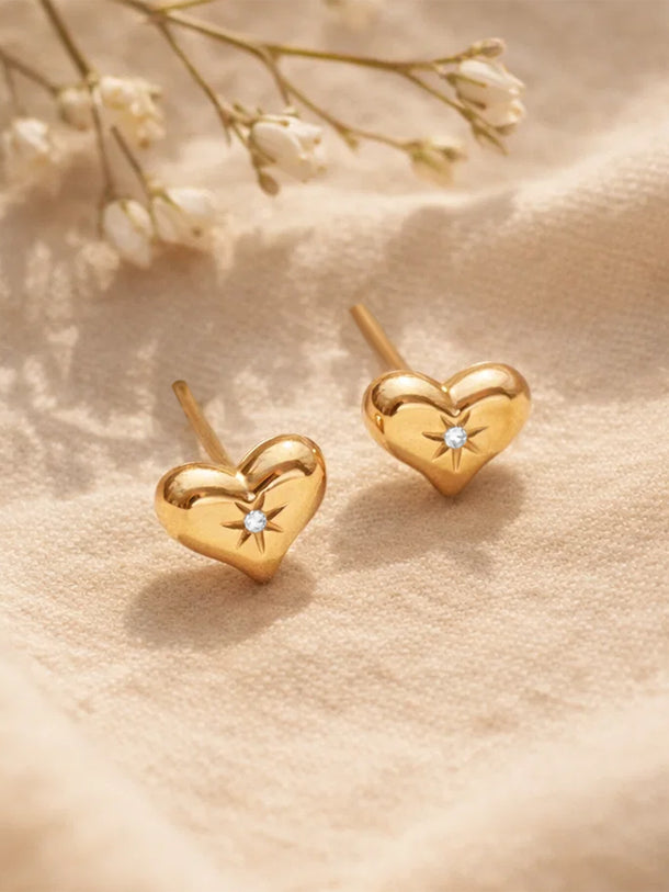 Demi Fine 18K Gold Plated Mini Heart Stud Earrings | Anti Tarnish