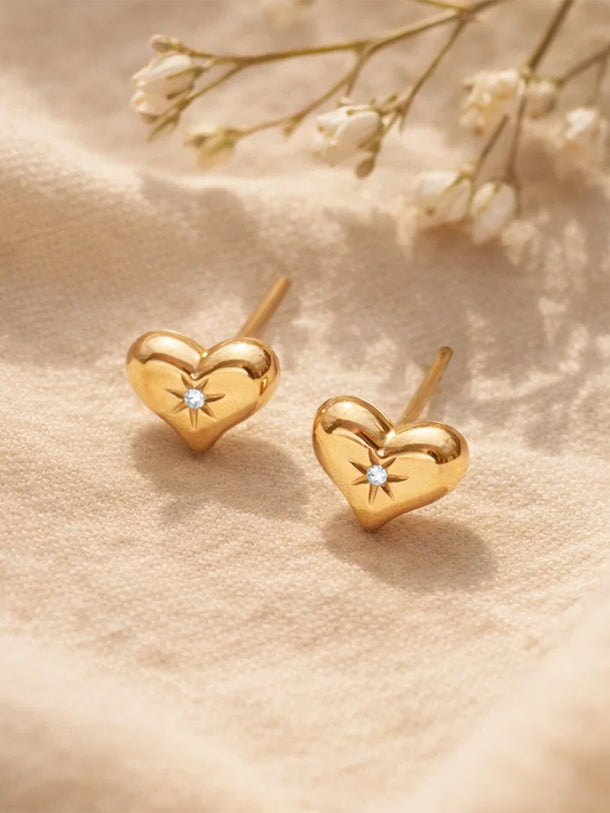 Demi Fine 18K Gold Plated Mini Heart Stud Earrings | Anti Tarnish