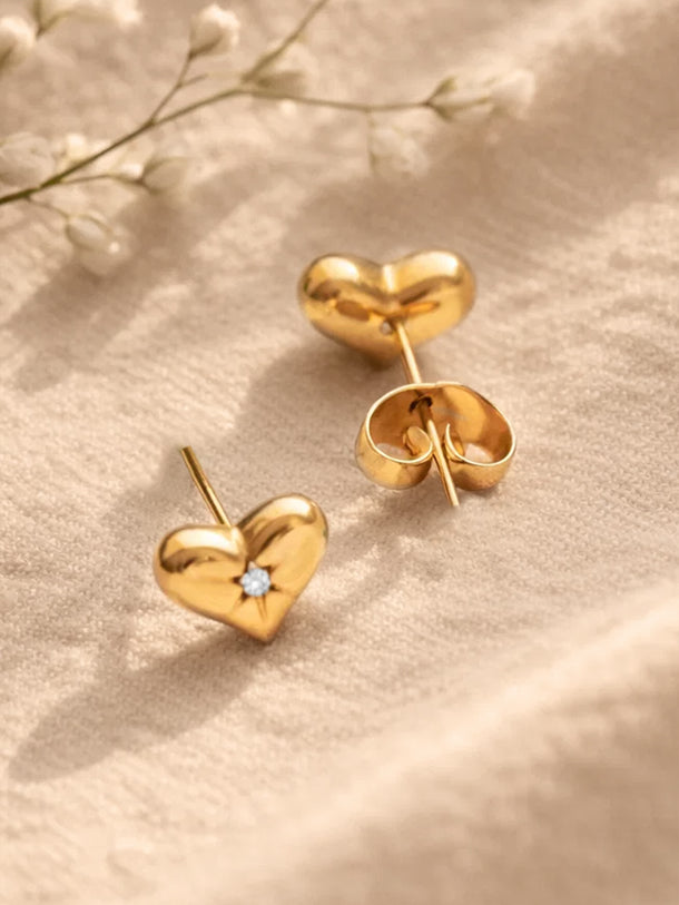 Demi Fine 18K Gold Plated Mini Heart Stud Earrings | Anti Tarnish