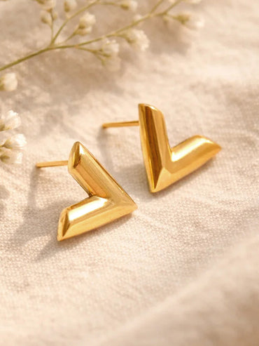 Demi Fine 18K Gold Plated V Shape Stud Earrings | Anti Tarnish