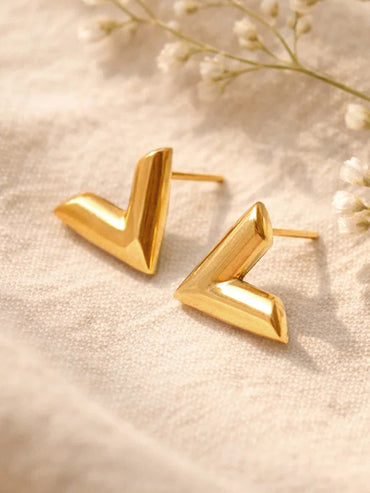 Demi Fine 18K Gold Plated V Shape Stud Earrings | Anti Tarnish