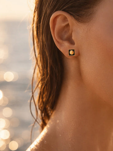 Demi Fine 18K Gold Plated Geometric Shell Stud Earrings | Anti Tarnish
