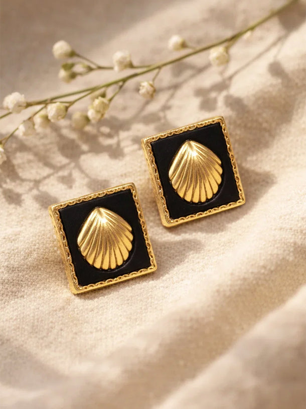 Demi Fine 18K Gold Plated Geometric Shell Stud Earrings | Anti Tarnish