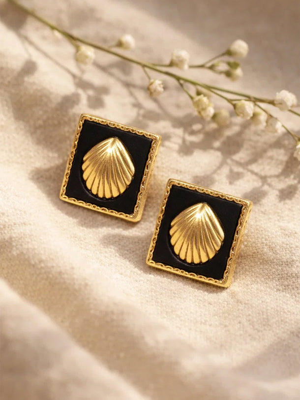 Demi Fine 18K Gold Plated Geometric Shell Stud Earrings | Anti Tarnish