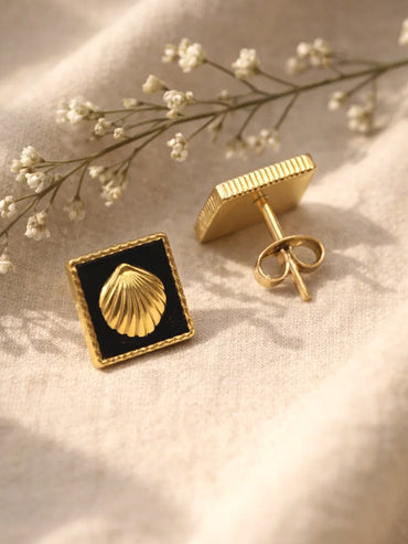 Demi Fine 18K Gold Plated Geometric Shell Stud Earrings | Anti Tarnish
