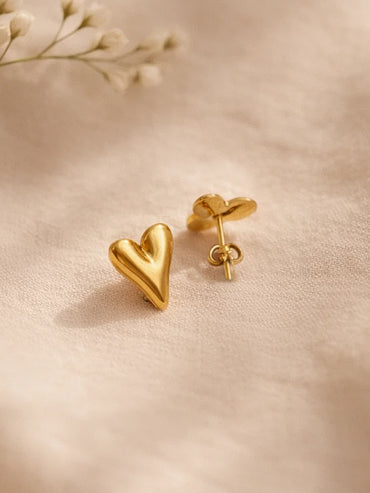 Demi Fine 18K Gold Plated Sleek Heart Stud Earrings | Anti Tarnish