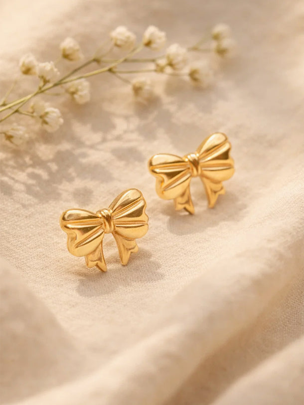 Demi Fine 18K Gold Plated Bow Stud Earrings | Anti Tarnish