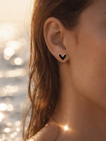 Demi Fine 18K Gold Plated Enamel Heart Stud Earrings | Anti Tarnish