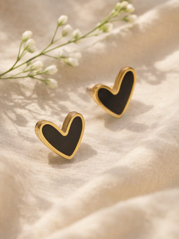 Demi Fine 18K Gold Plated Enamel Heart Stud Earrings | Anti Tarnish
