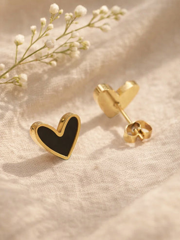 Demi Fine 18K Gold Plated Enamel Heart Stud Earrings | Anti Tarnish