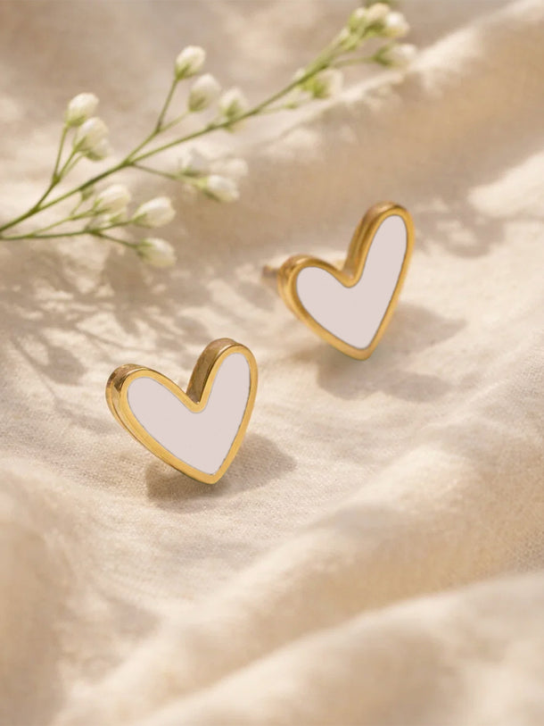 Demi Fine 18K Gold Plated Minimilist Heart Stud Earrings | Anti Tarnish